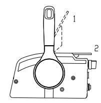 Dźwignia wysokich obrotów jałowych w pozycji otwartej i zamkniętej