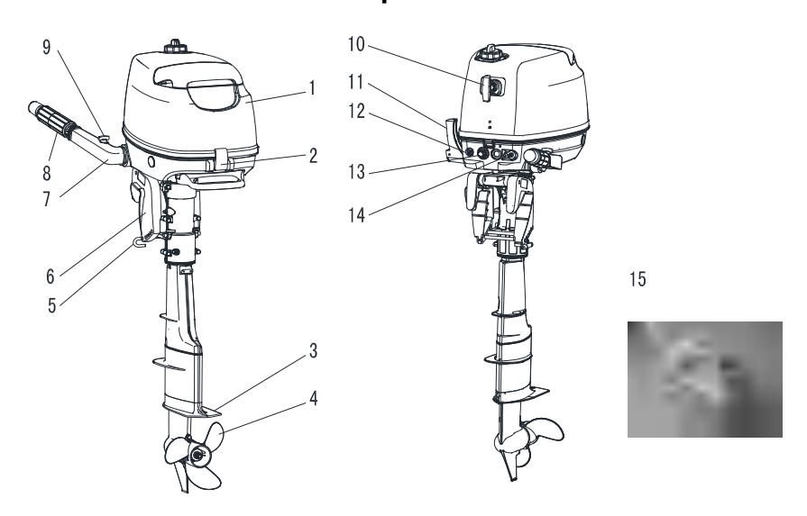 Diagram hlavných súčastí Parsun F5A F6A