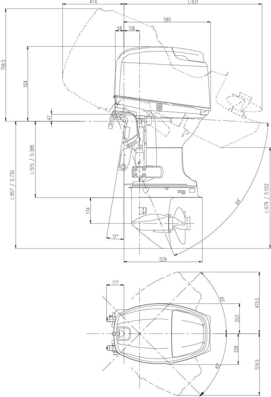 Overall dimensions FWL-T model