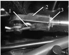 Throttle cable cotter pin, cable joint and lock nut detail