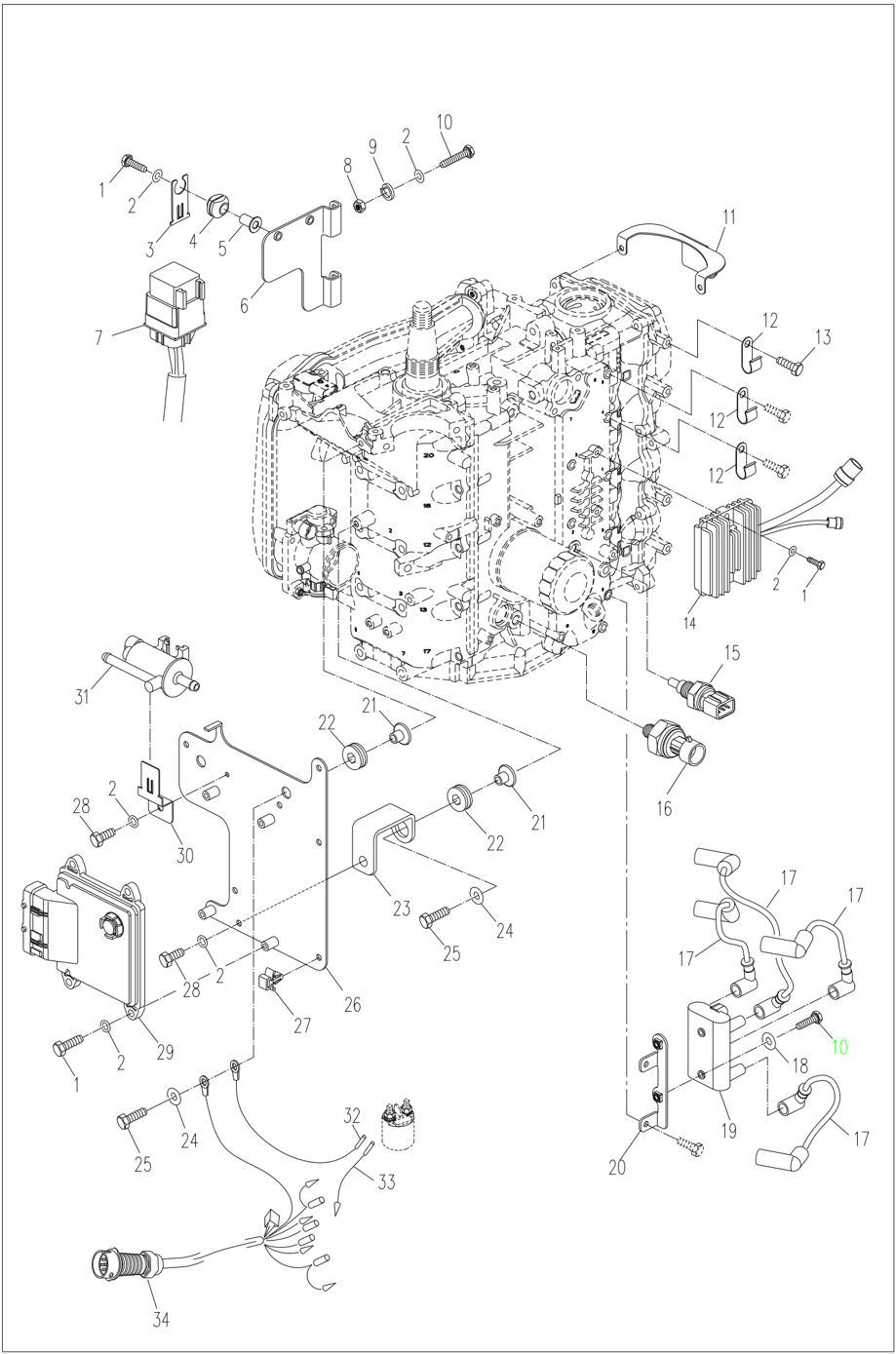 Electrical wiring diagram for engine control unit