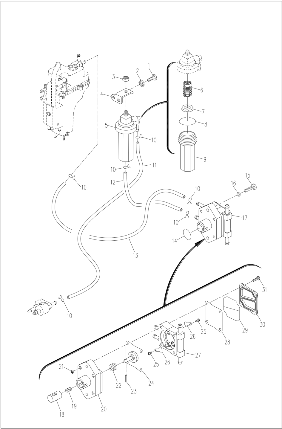 Fuel system disassembly schematic diagram 1 of 3