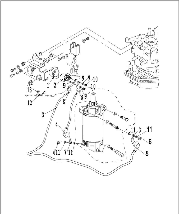 Starter rope knot tying detail
