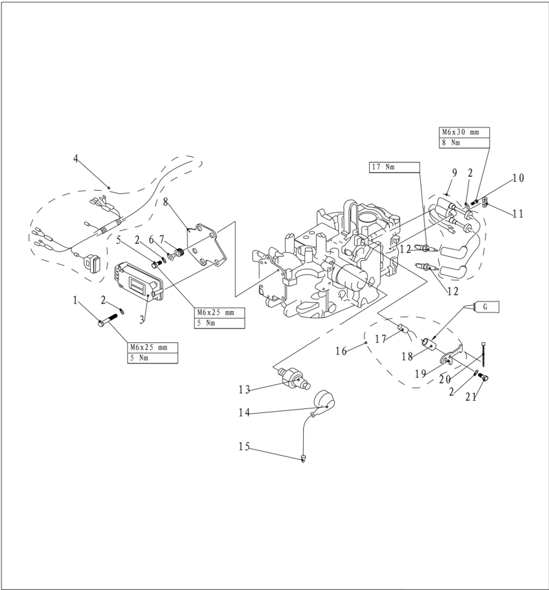 Ignition system parts list - CDI unit and coils