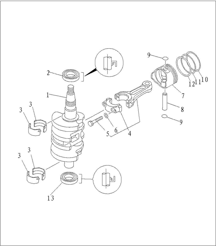 Crankshaft and piston assembly parts