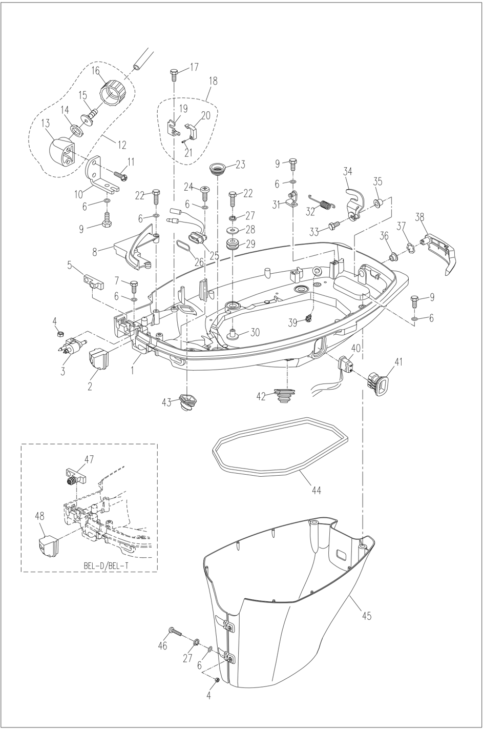 Bottom cowling decomposition schematic diagram page 1