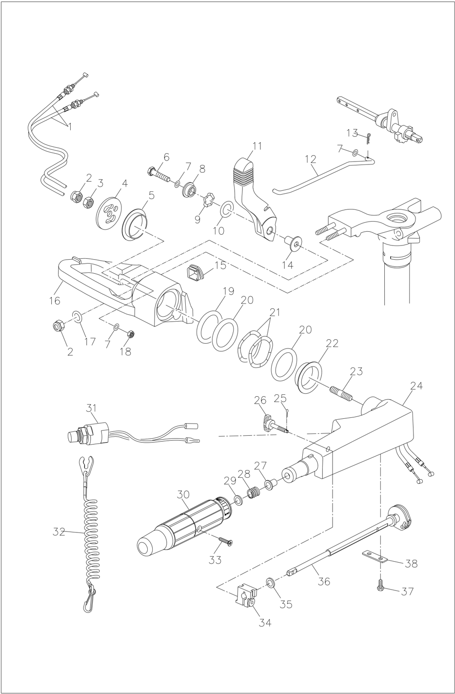 Steering handle disassembly schematic diagram
