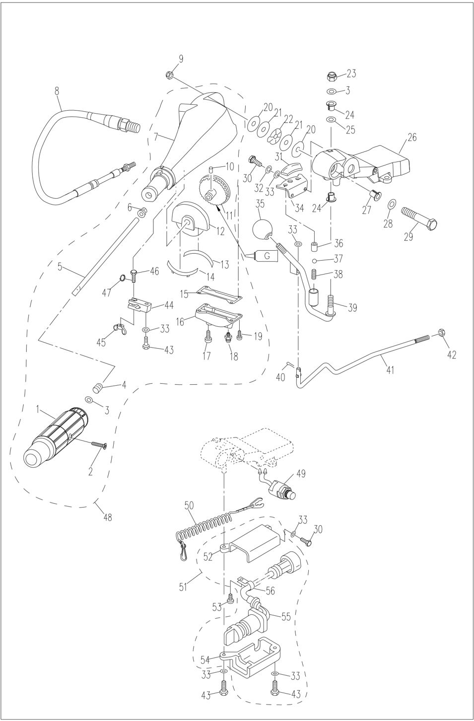 Steering handle decomposition schematic diagram