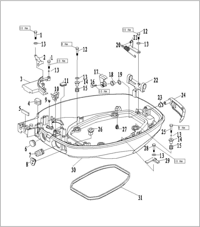 Bottom cowling explosive drawing with parts labeled