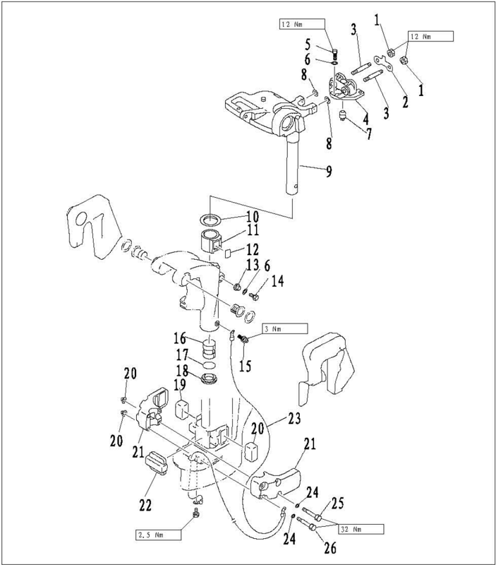 Bracket assembly explosive drawing - helm bracket
