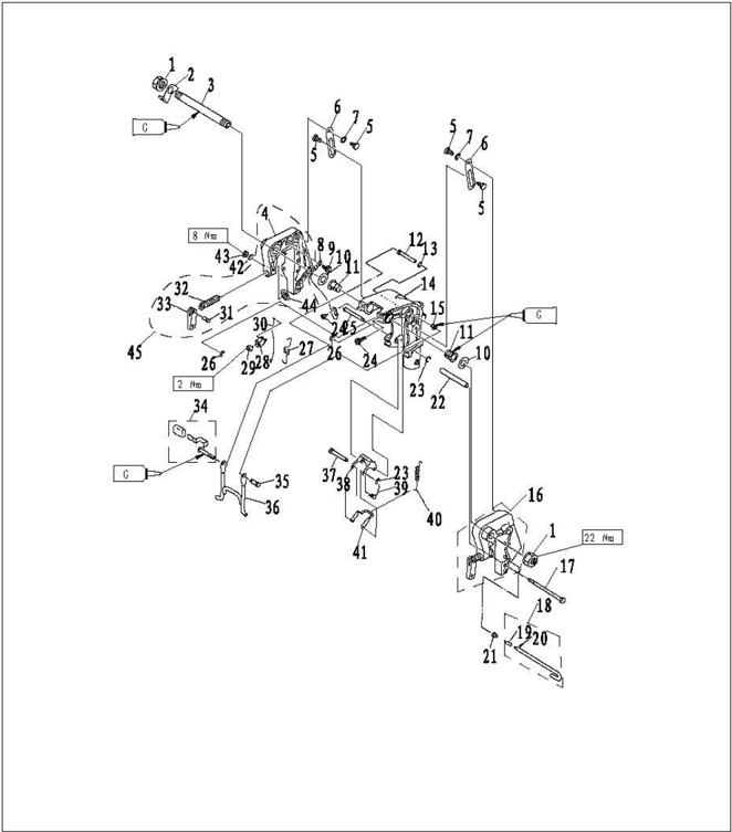 Bracket assembly - tilt lock rod and spring parts