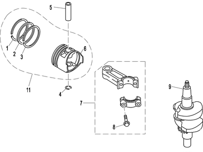 Parsun F4/F5 arbore cotit și piston