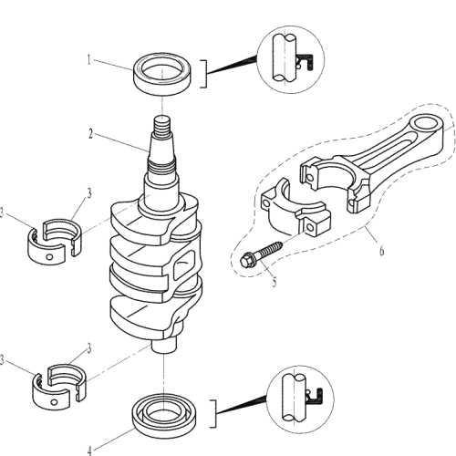 Parsun šoninėse F20A CRANKSHAFT AND PISTON