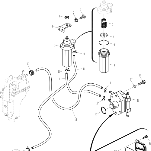 Parsun šoninėse F60 FUEL SYSTEM