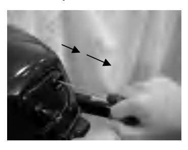 Pulling the manual starter handle