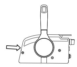 Throttle friction adjuster close-up view