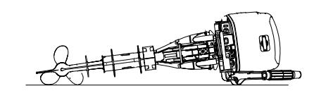 Outboard motor in correct storage attitude on side