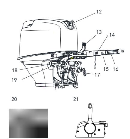F40 outboard motor main components side view