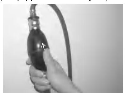 Squeezing primer pump on external fuel tank