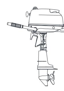 Outboard motor in upright position for oil level check