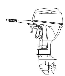 Outboard motor in upright position for oil check