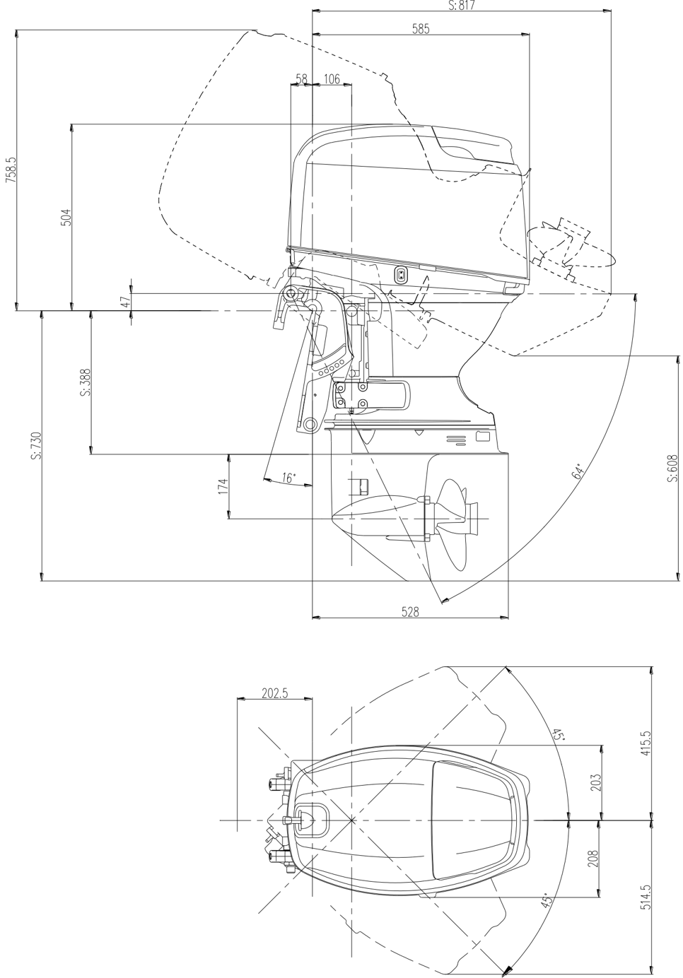 Overall dimensions FWS-T model