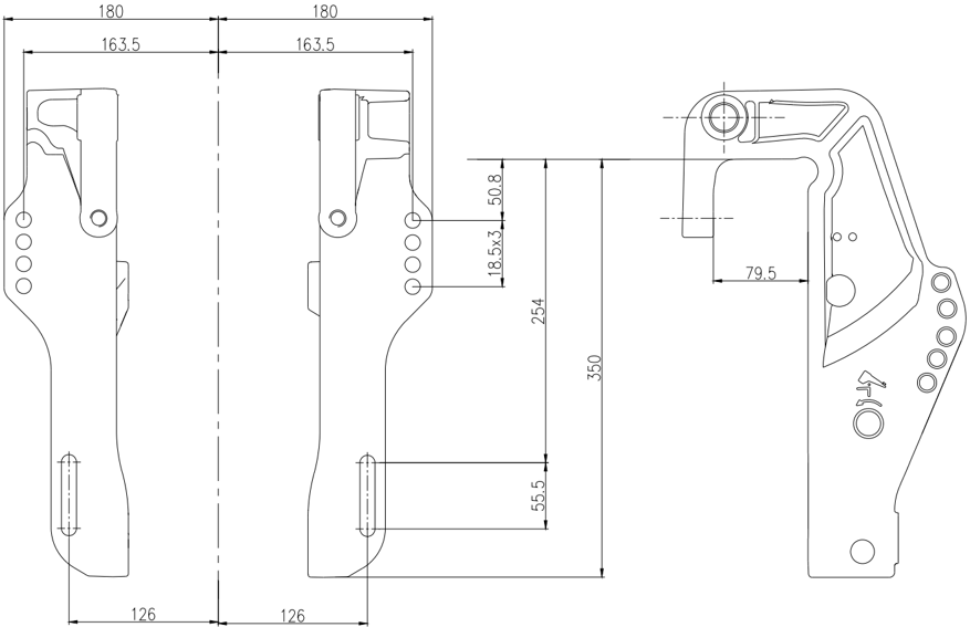 Schéma des dimensions de montage du support de serrage