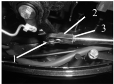 Forward control cable joint, cotter pin and lock nut