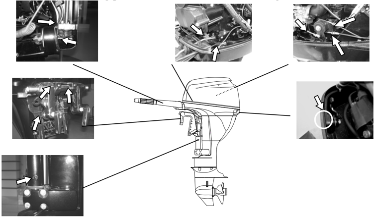 Grease points diagram front view