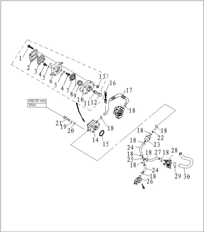 Fuel filter assembly and fuel line connections