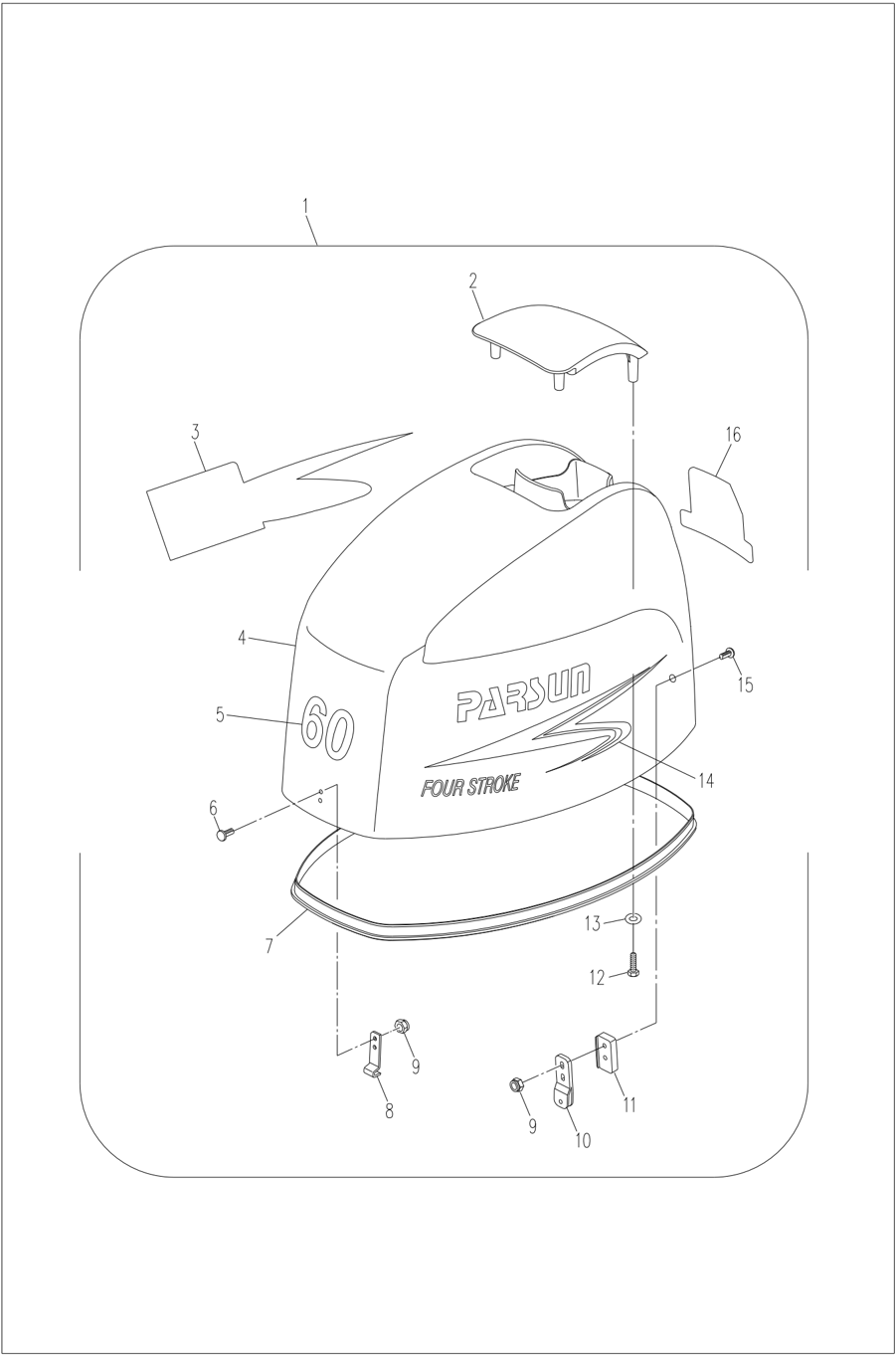 Schéma de décomposition du capot supérieur