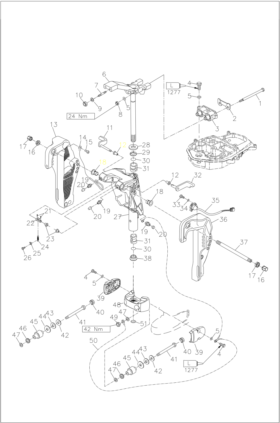 Schéma de décomposition de l'unité de carter supérieur et des supports page 3