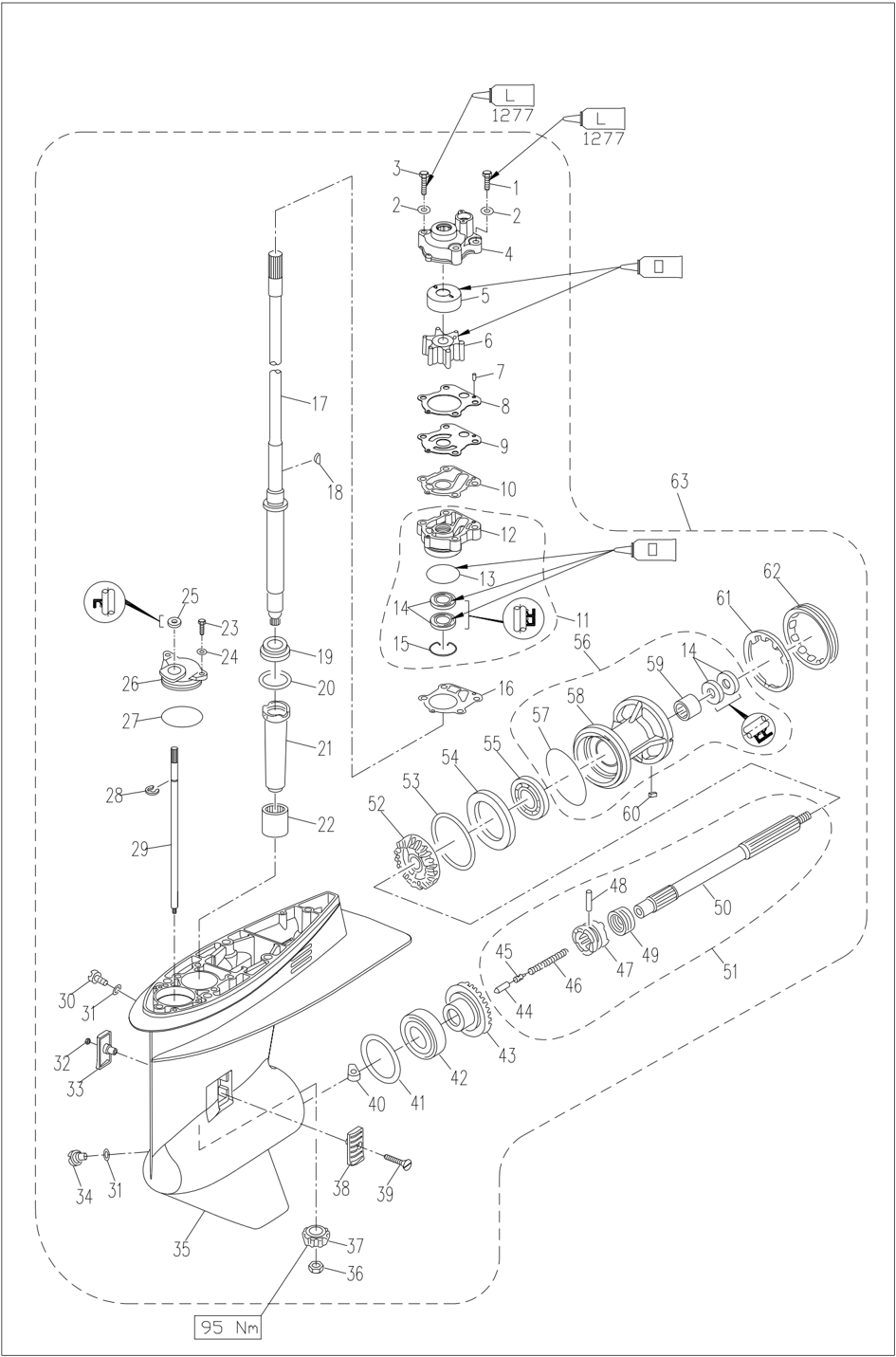 Schéma de décomposition de la carcasse inférieure modèle CD/CT