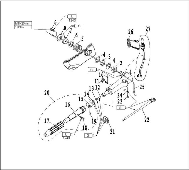 Steering handle explosive drawing with bushings and damper