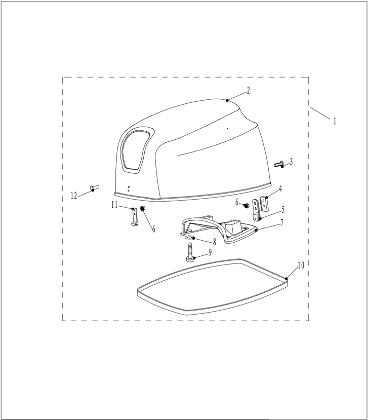 Top cowling explosive drawing with parts labeled