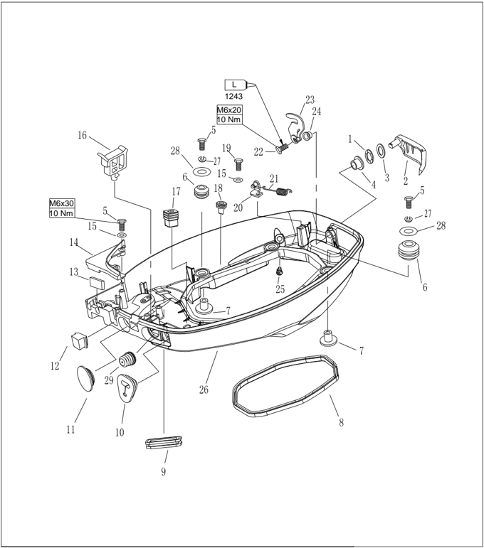 Bottom cowling parts list continued