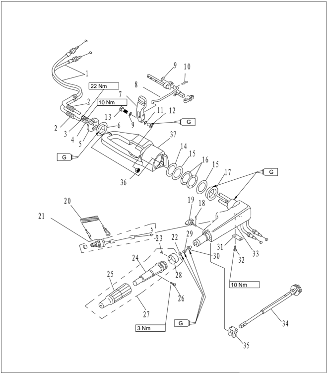 Steering handle parts list continued