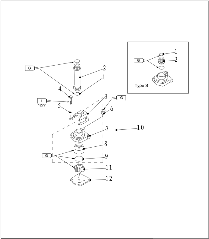 Water pump assembly explosive drawing