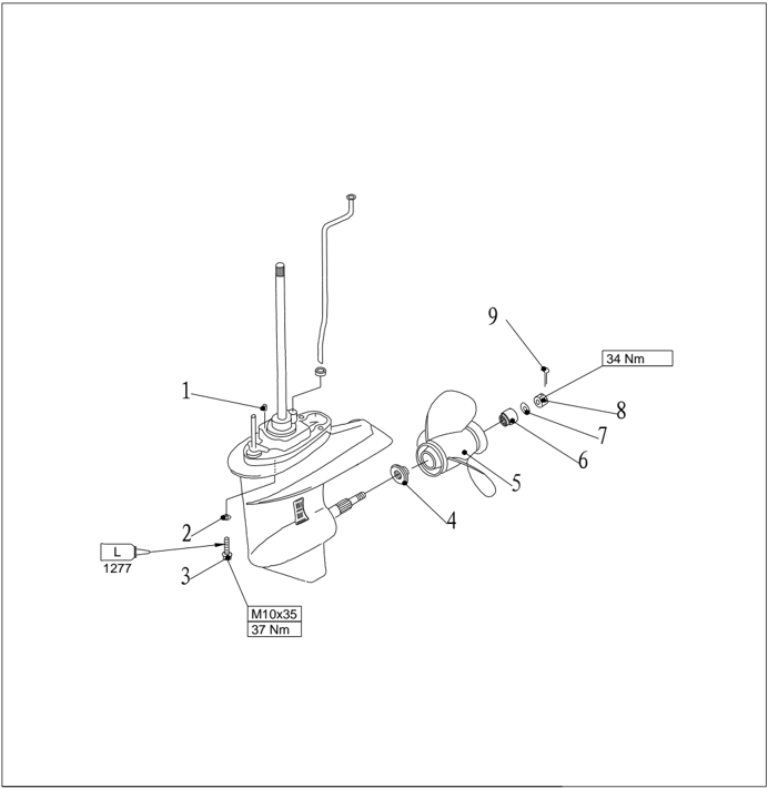Lower unit gear assembly explosive drawing page 1